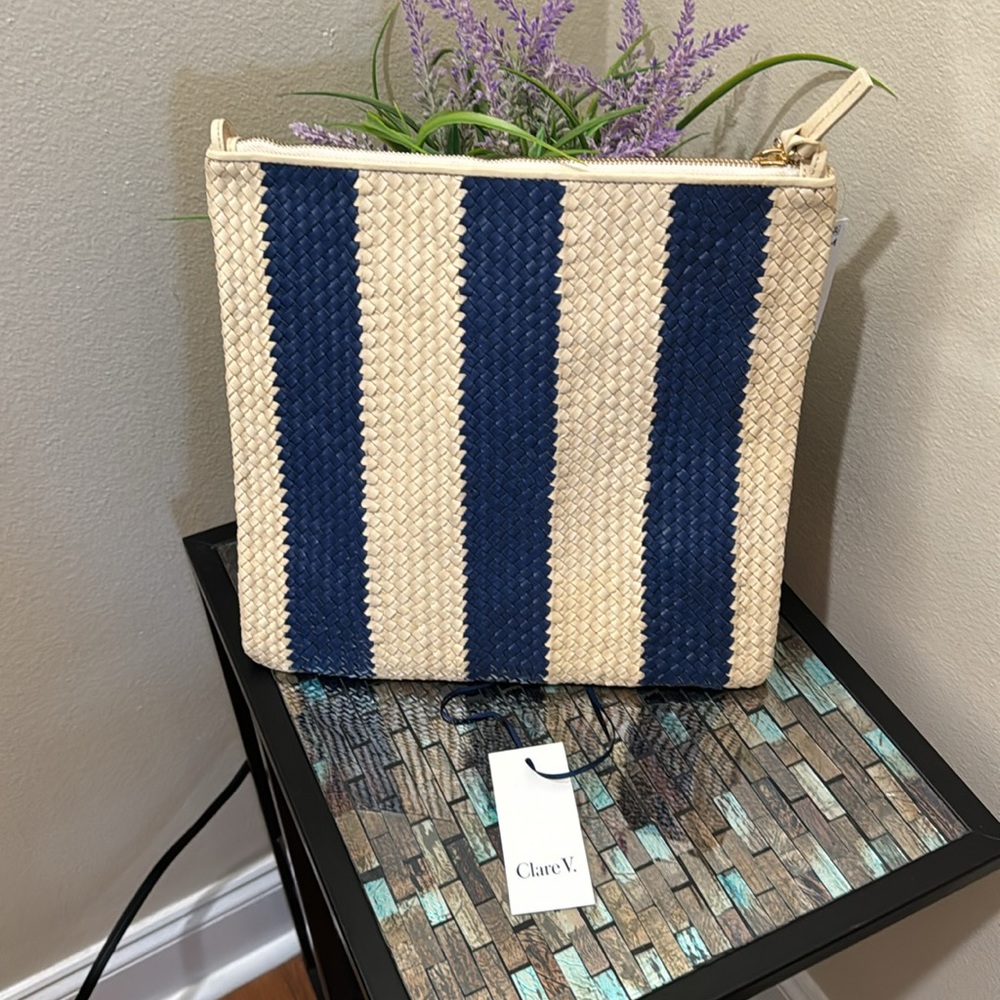 Clare .V Foldover Woven Leather Clutch - Picture 3 of 17
